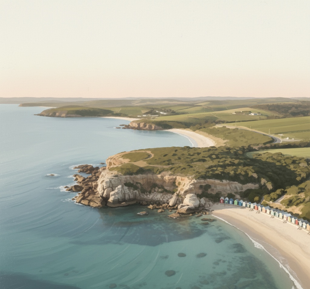 Mornington Peninsula coastline aerial view